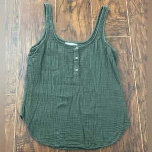 Anthropologie Cloth & Stone Sleeveless Blouse Tank Top Army Olive Green XS